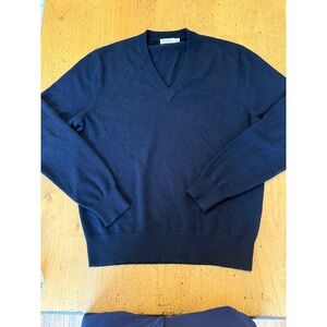 Suitsupply V-Neck XL Navy Blue Pure Cashmere Long Sleeve Knit Sweater Mens‎